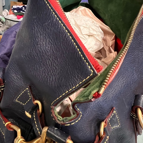 Dooney & Bourke NAVY Florentine Tasseled Pebbled Leather Satchel EUC - Picture 11 of 12